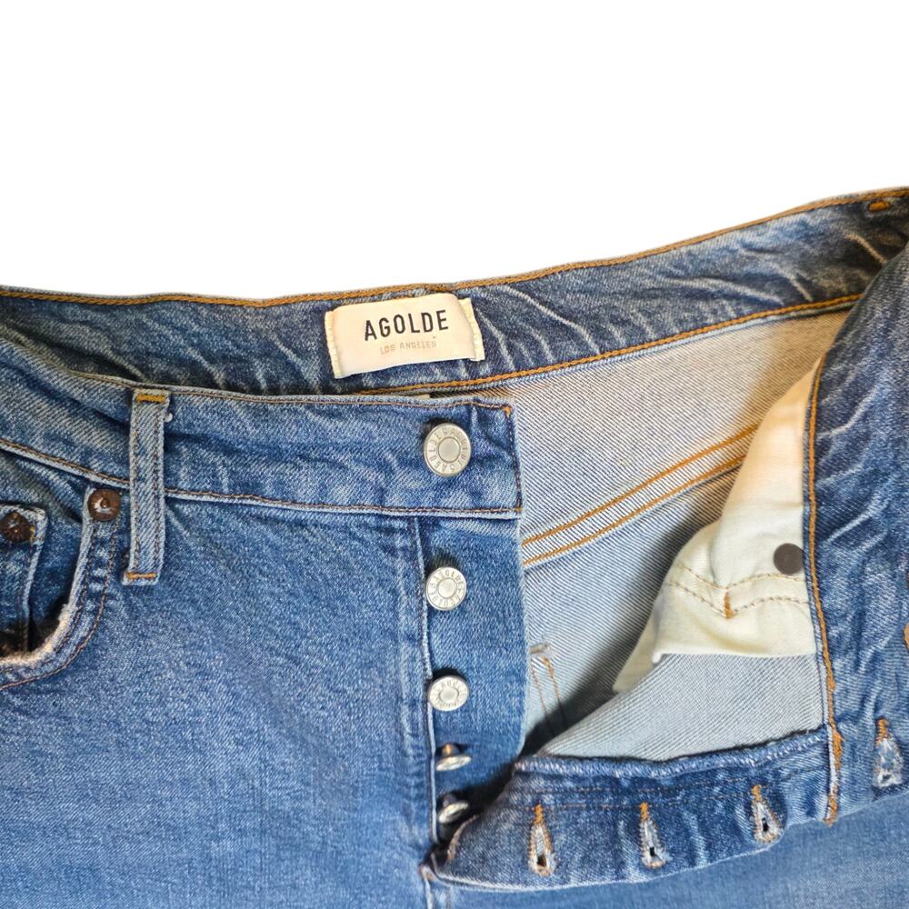 AGOLDE Riley High Rise Straight Crop Jeans Sz 29 (Fits 32" Waist) Transfer Wash - Picture 4 of 8
